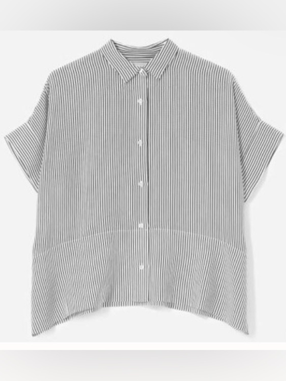 Everlane Black and White Striped Silk Button Down Shirt Size 6